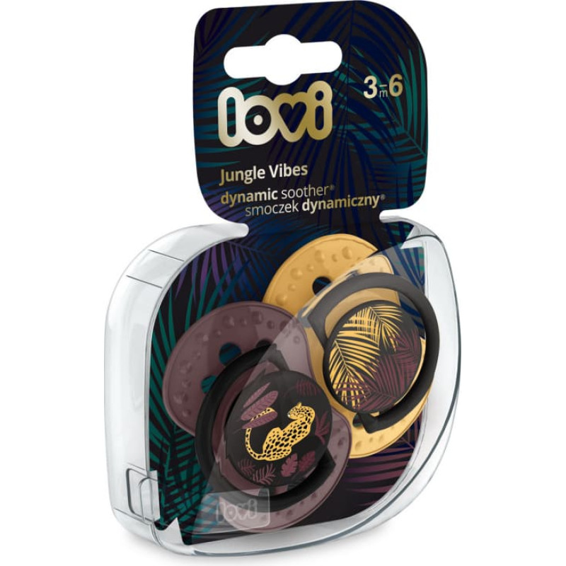 Lovi 22/902 Smoczek silikonowy dynamiczny 3-6m 2szt Jungle Vibes Girl
