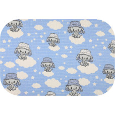 Ega Kids blöja - 29798 - TETRA PRINT - EGA - ELEPHANT in a HAT - BLUE -  storlek 70x80 cm