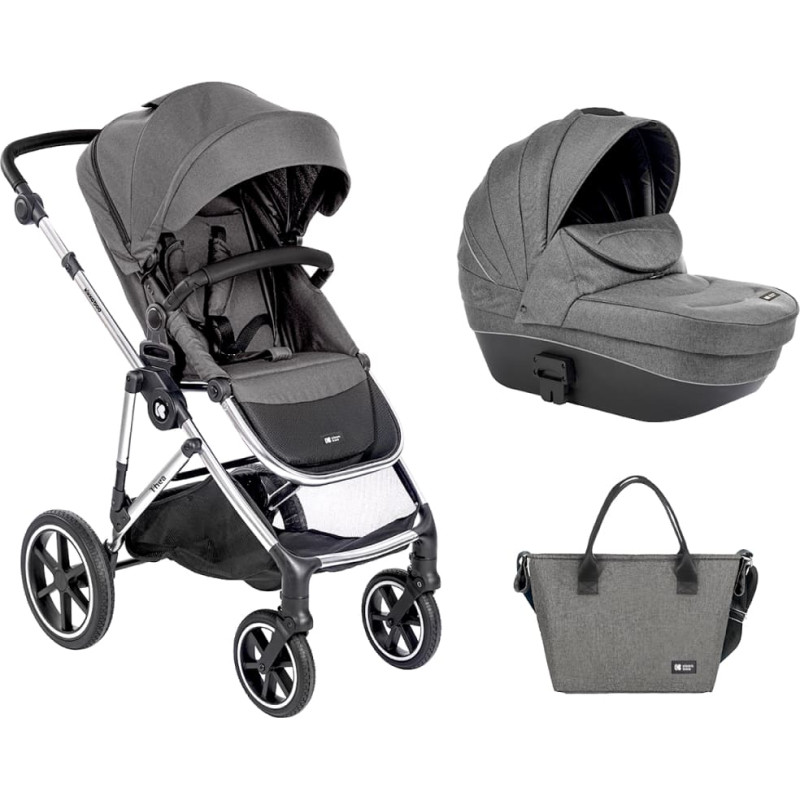 KIKKABOO Thea 2-i-1 barnvagn med plastliggdel Dark Grey