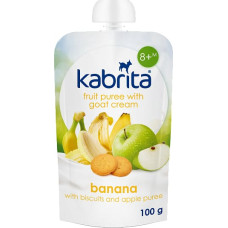 Kabrita Fruit puree with goat milk cream "Banana with biscuits and Apple puree" for babies from 8 months, 100g
