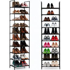 Springos Metal shoe rack, 10 levels, vertical shoe cabinet 178 cm black