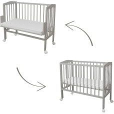 Sidosäng 2in1 med madrass Grey, Waldin