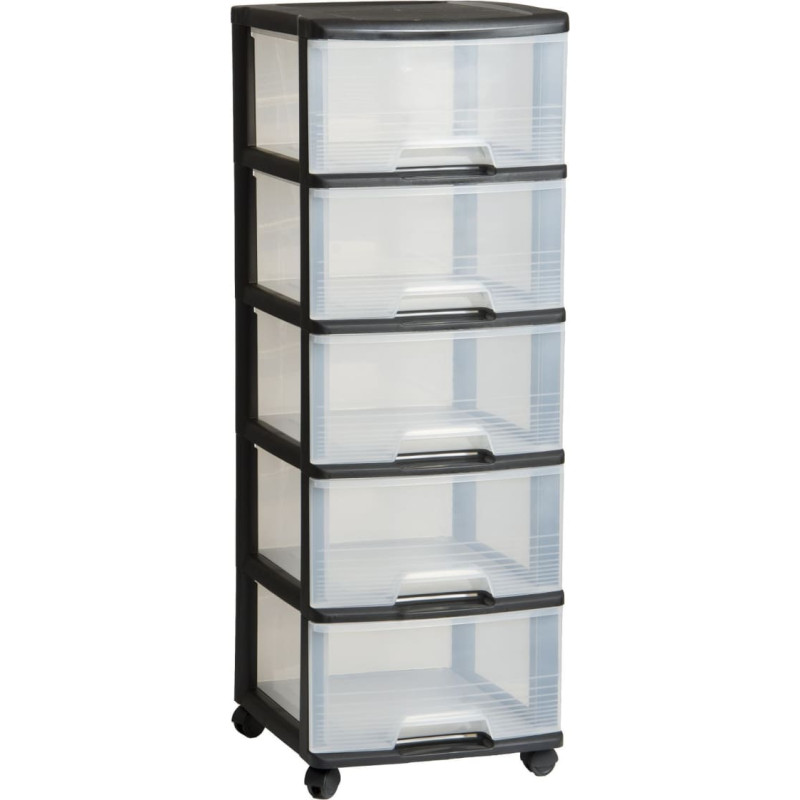 Curver Atvilktņu sistēma ar 5 atvilktnēm 20L Drawer System 37x39x100cm melna/caurspīdīga