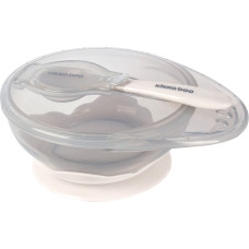 Suction bowl with spoon Beige