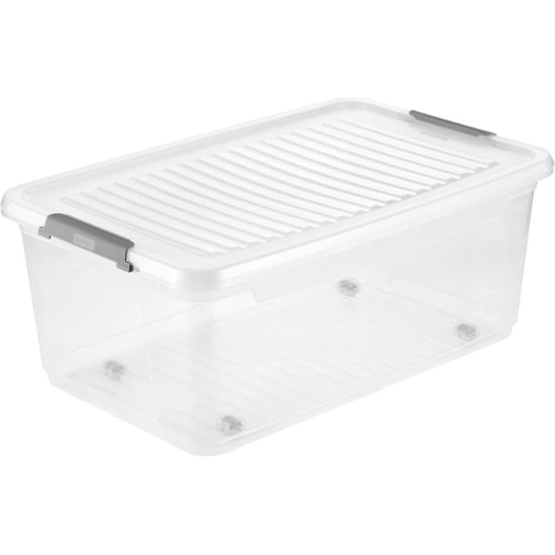 Keeeper Låda med lock på hjul Clipbox Leo 59x38x24 cm 37L Transparent