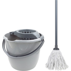 Sauber Round 12 L Bucket with Press Wringer and Mop Set