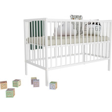 Bobas spjälsäng MAGDA med nedfällbar sida, vit, 120 × 60 cm