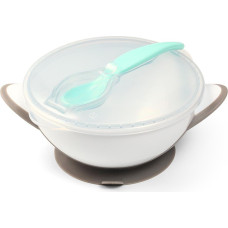 Babyono suction bowl with spoon grey 1063/02