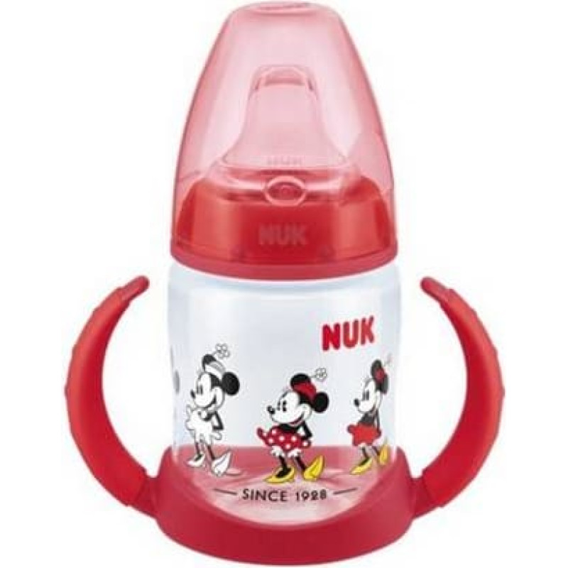 NUK ZE-104 Zestaw FC Butelka 150ml z uchwytami i wskaźnikiem temperatury DISNEY MYSZKA MIKI+ustnik silikonowy niekapek gratis