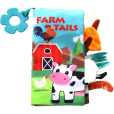 Educational cloth book with teether Farm tails