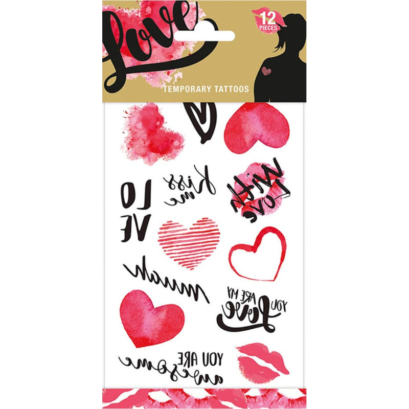 Tillfälliga tatueringar Love 12 pack