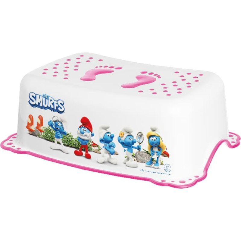 Maltex tvåstegspall Smurfarna, vit/rosa