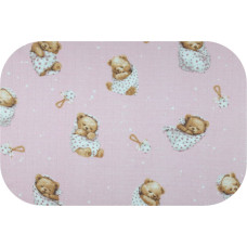 Ega Kids blöja - 29712 - TETRA PRINT - EGA - TEDDY BEARS in BLANKETS - PINK -  storlek 70x80 cm