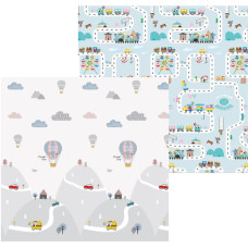 Pedagogisk dubbelsidig vikbar skummatta 150 × 200 cm, ballonger och gata