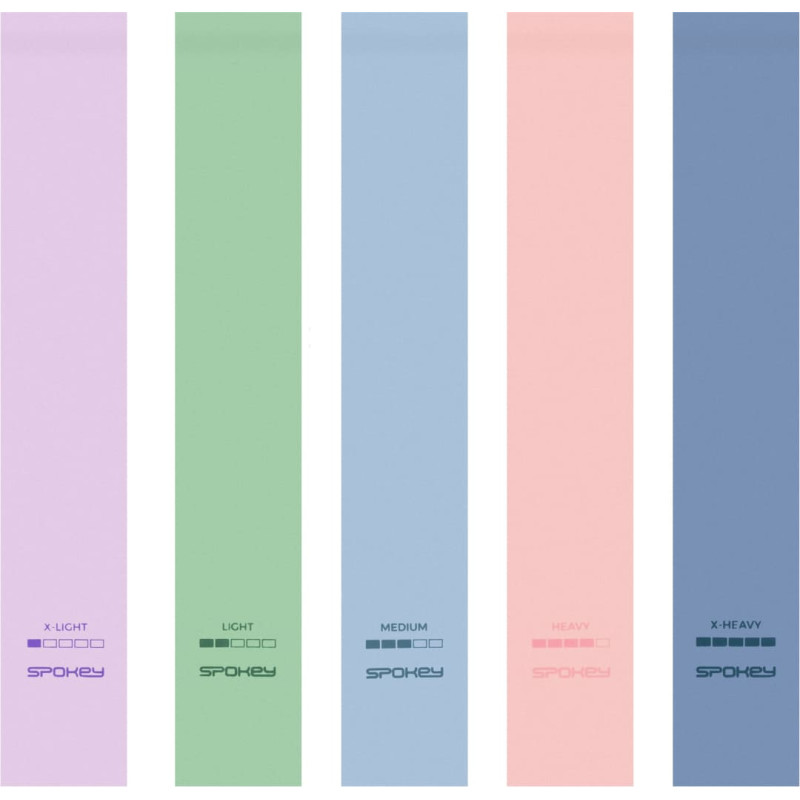 Spokey ARTIO – set med 5 träningsband med olika motståndsnivåer
