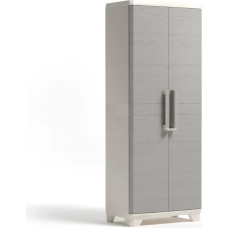Keter – Linear Wood Tall skåp, 68 × 39 × 173 cm, ljusbeige / ljusgrå