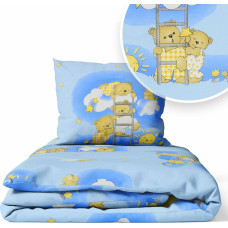 Ankras 2-delat bäddset - 120x90, 40x60 - BEARS on the  LADDER  - BLUE