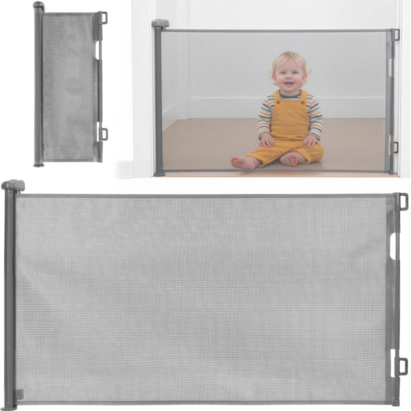 Springos Safety barrier for stairs 80 cm, roller shutter for doors, protective, gray