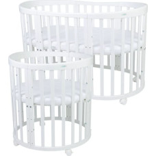 Oval babysäng 7-i-1 med madrass White, WALDIN