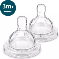 PHILIPS AVENT Anti-colic barošanas pudeļu silikona knupīši, vidēja plūsma, 3M+ (2 gab.) SCY763/02