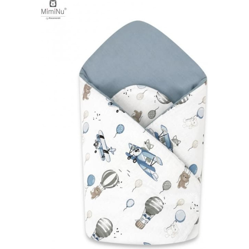 Miminu KIECZMERSKI Reinforced Baby Swaddle 75x75 cm KOLEKCJA Airplanes Light Blue
