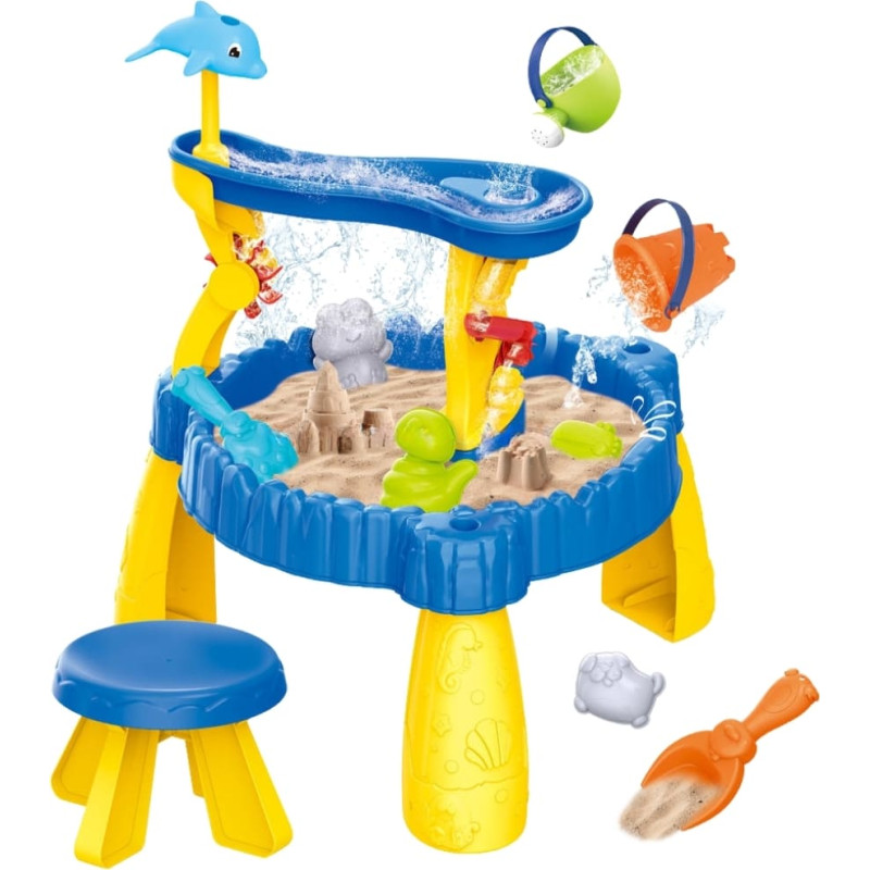 Woopie XL vattenduk med stol 2-i-1, sandlåda “Delfin”, 12 delar