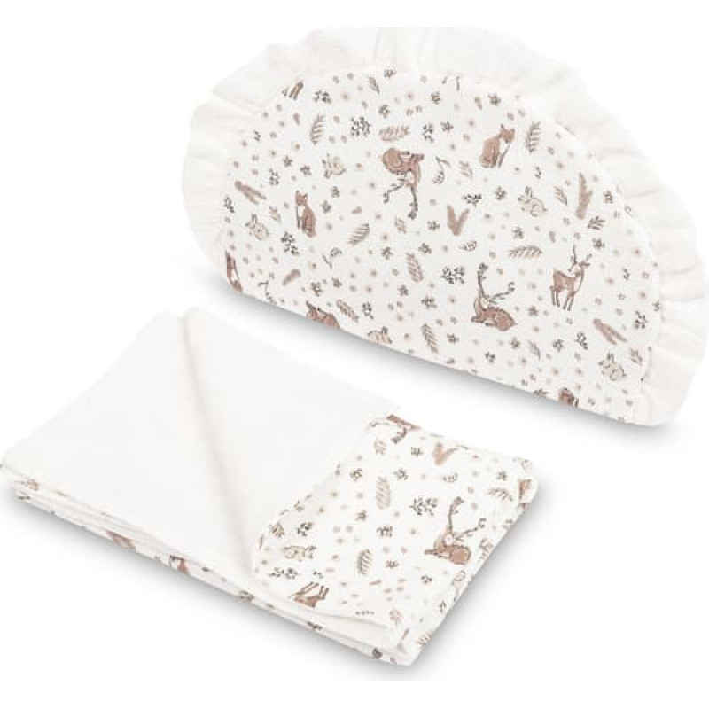 Sensillo muslin-sängklädesset för barnvagn – täcke och kudde BUNNIES WHITE