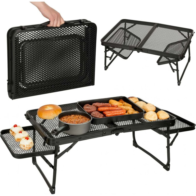 LUARO hopfällbart camping- och matbord, 87 × 60 cm, justerbar höjd: 40 / 27 cm