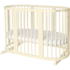 Ingvart oval spjälsäng Transformers Smart 7-i-1 – 72×72 / 72×120 / 72×168 cm ivory