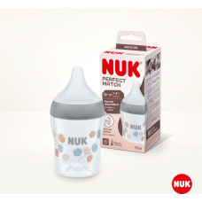 NUK 10215016 – Perfect Match nappflaska med temperaturkontroll, silikon “Natur”, dinapp storlek S, 150 ml