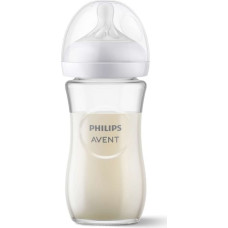 PHILIPS AVENT Natural Response Glass Bottle 240 ml, Slow Flow Nipple 3-6m+ SCY933/01