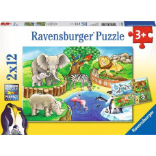 Ravensburger Animals In The Zoo Puzle 2x12 076024 IZPĀRDOŠANA