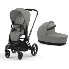 Cybex barnvagn Cybex Priam V4 2-i-1, Mirage Grey, matt svart ram