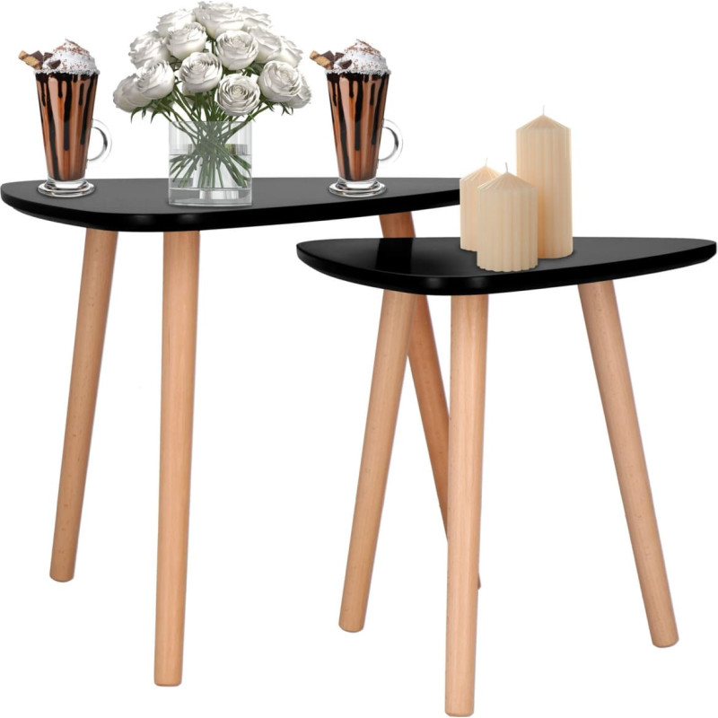 Springos soffbord set Springos HF0014, triangelformade, 2 st., skandinavisk stil, svarta