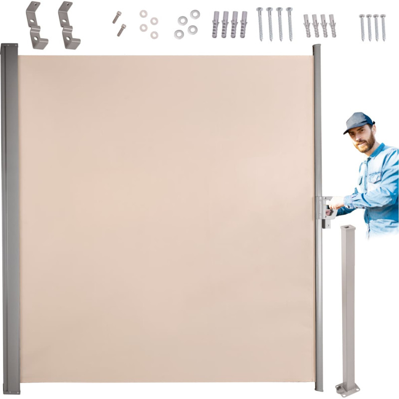 LUARO utdragbar sidomarkis för terrass, 180×400 cm, beige