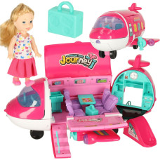 Passagerarflygplan för dockor med 2-i-1 hopfällbara tillbehör i rosa färg