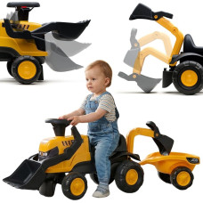 Falk åktraktor JCB med släp, kratta och spade, tysta hjul, 1–3 år