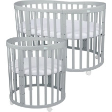 Oval babysäng 7-i-1 med madrass Grey, WALDIN