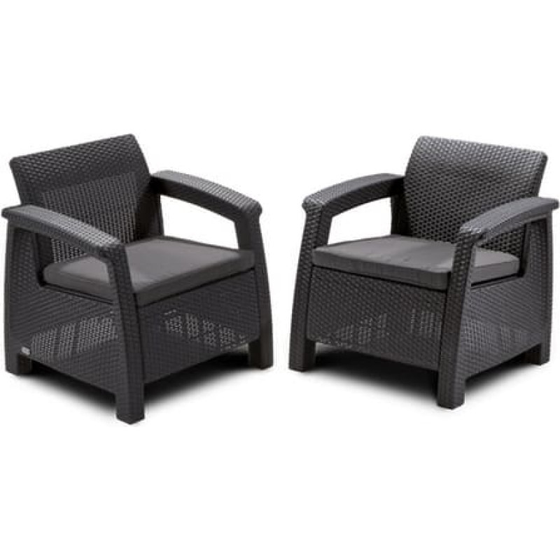 Keter Trädgårdsstolar Corfu Duo Set Grå