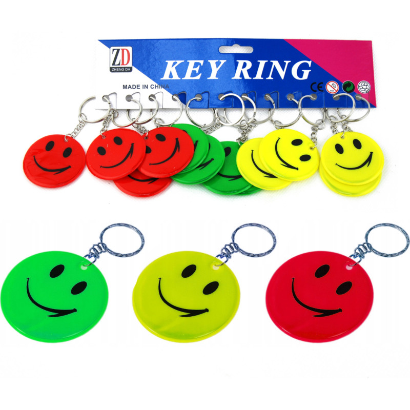 Reflekterande nyckelring – Emoji, 12 stycken