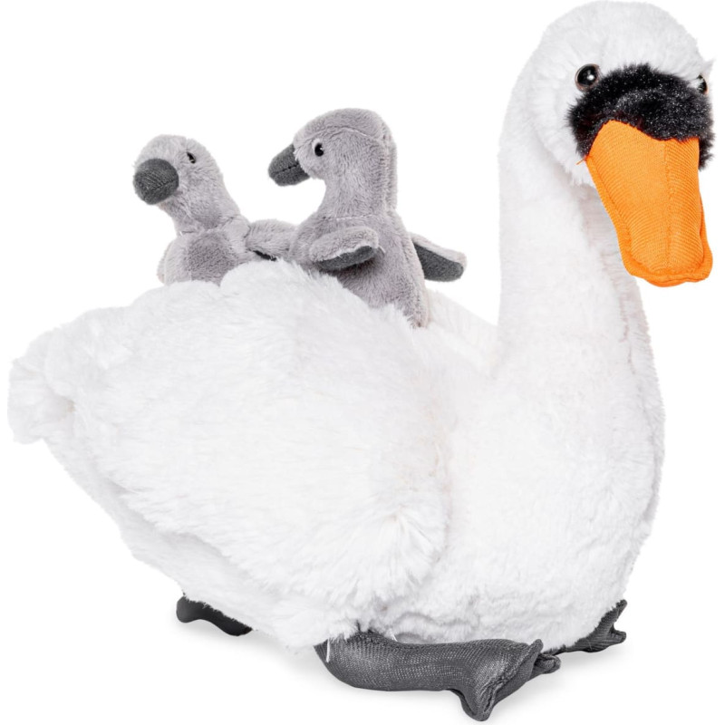 Uni-Toys Plush toy Swan with babies, 24 cm