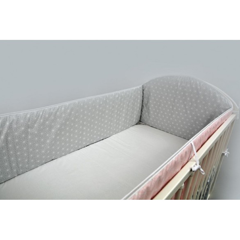 Ankras sängskydd 360 cm Rosette, grå-rosa — Ankras