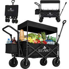 LUARO hopfällbar strandvagn med tak och nät, svart