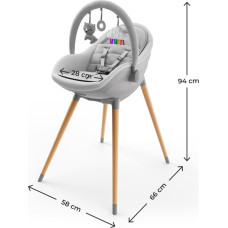 Kinderkraft 2-i-1 matstol FINI UP, grå