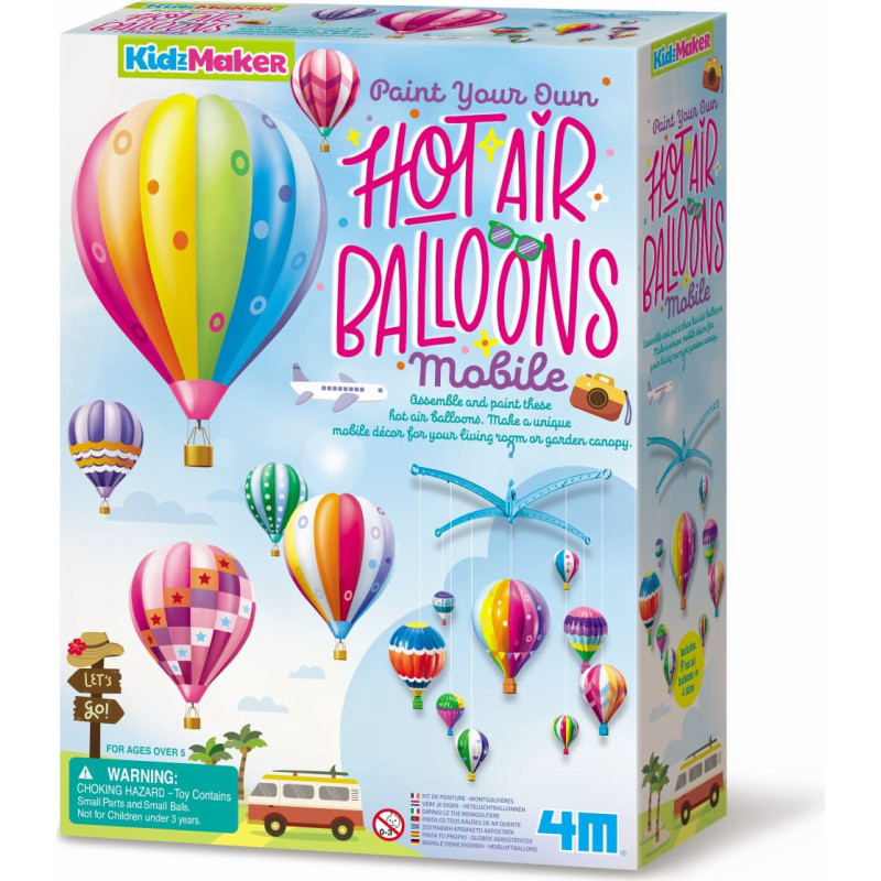 4M KidzMaker DIY komplekts Izkrāsojams gaisa balonu karuselītis