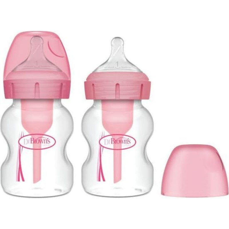 Dr. Brown’s WB52601 bredhalsflaska 150 ml OPTIONS+ 2-pack, rosa