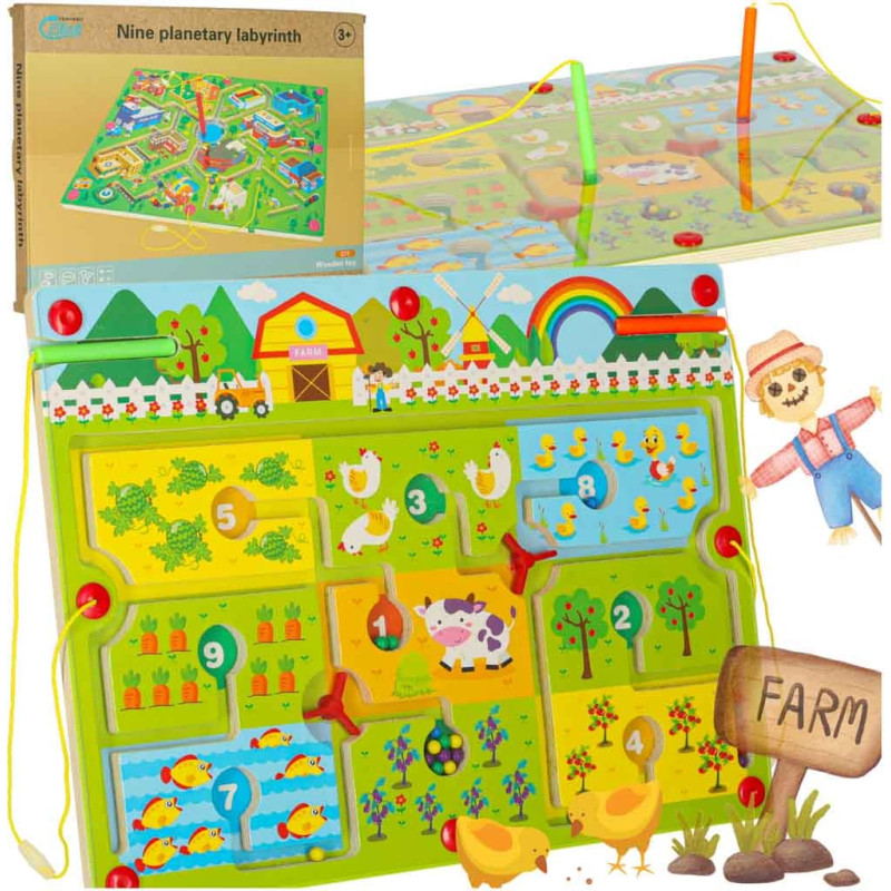 Magnetisk labyrint – träsällskapsspel Resande bondgård för 2 spelare