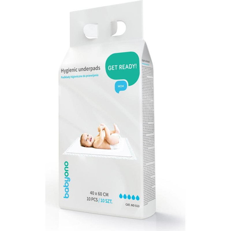 Babyono Absorbējušie vienreizējie paliktņi 40x60 cm (10 gab.) Babyono 513