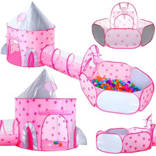 Woopie 3-in-1-Zelt XXL Prinzessinnenschloss – Spielhaus, Tunnel, Bällebad