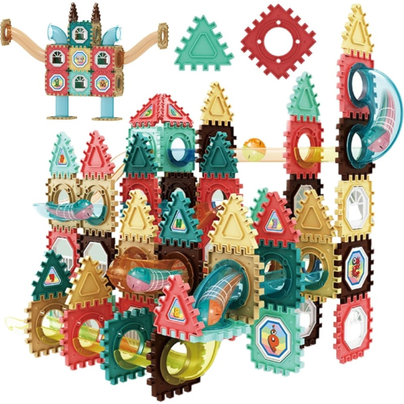 Woopie Magnetiska 3D-byggklossar – Pedagogiskt kulbaneset, 128 delar